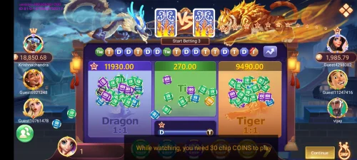 Dragon Vs Tiger Game Play