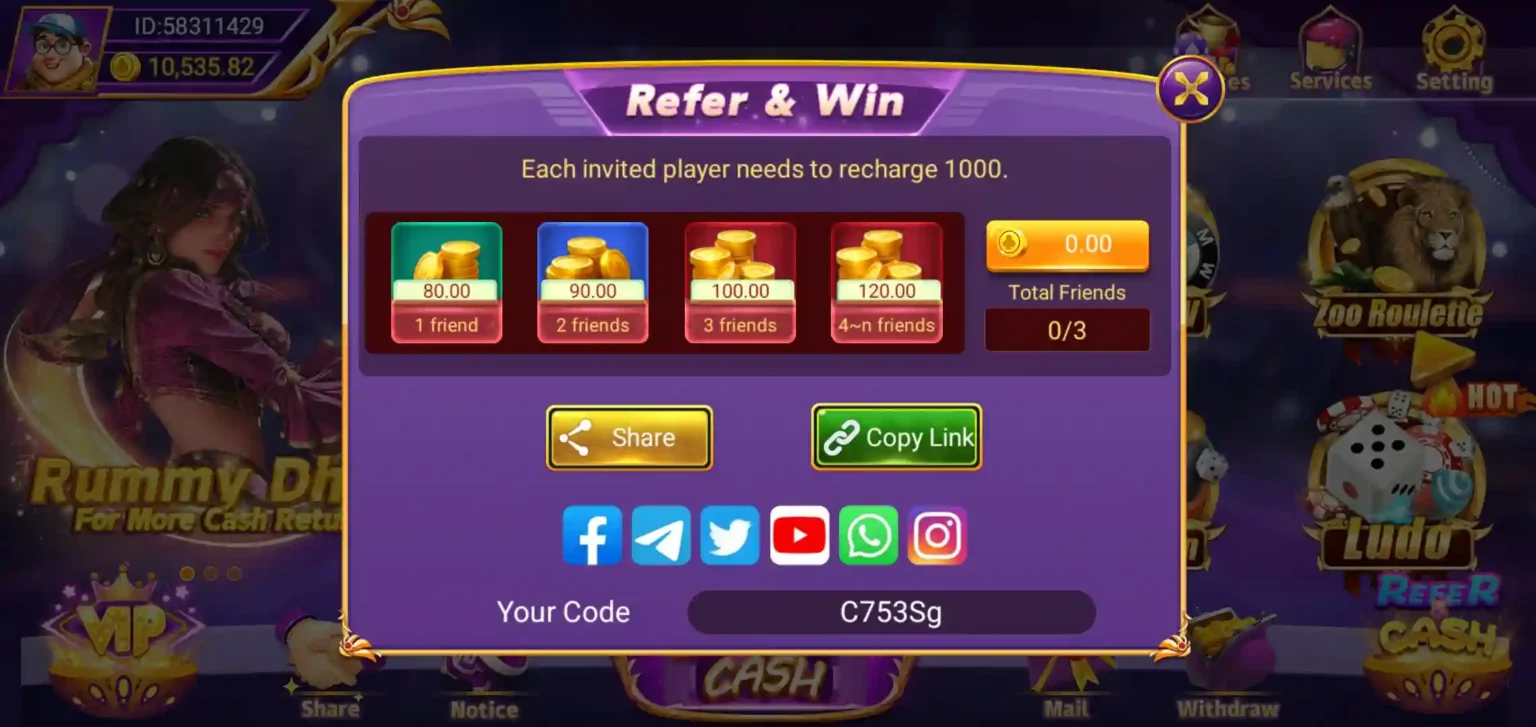 Rummy Dhan App Share Bonus