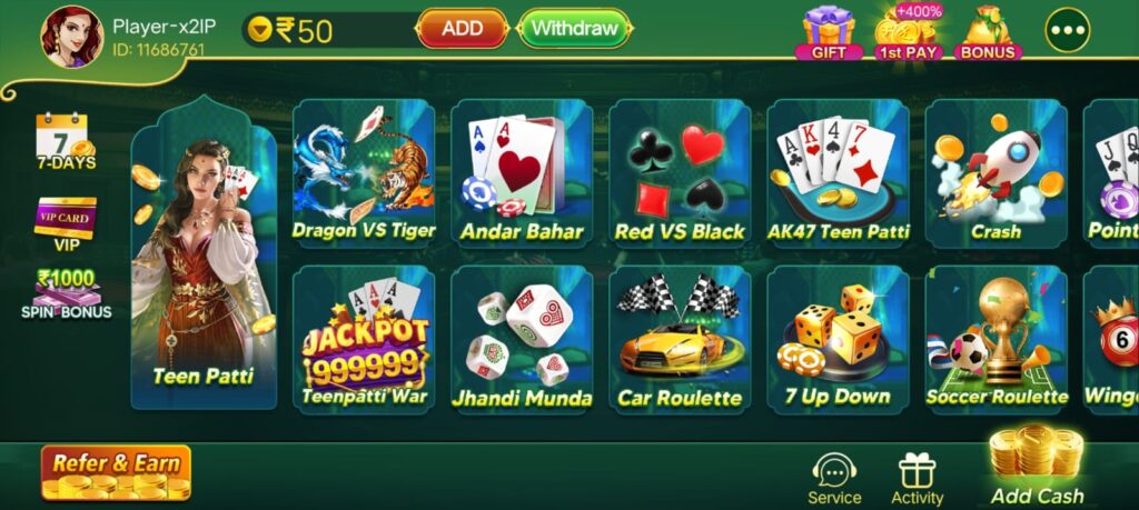 Game’s Available To Play At Teen Patti Epic App